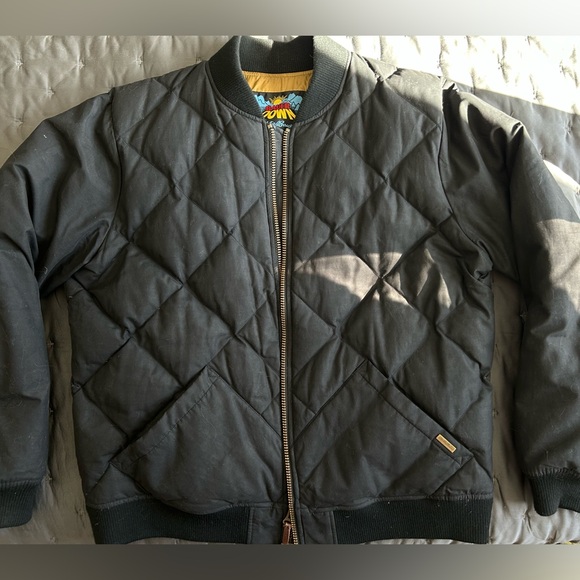 EDDIE BAUER 1936 Skyliner Quilted Down Jacket Coat Black XL Bomber Puffer